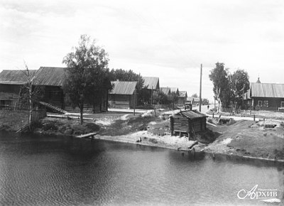 Село Мегрега. Олонецкий район, 1936 г. Автор съёмки З.М. Иванова